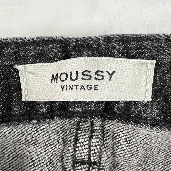 Moussy Vintage Jeans Women's 30x26* Mid Rise Skinny Crop Black Distressed Denim - Picture 6 of 16